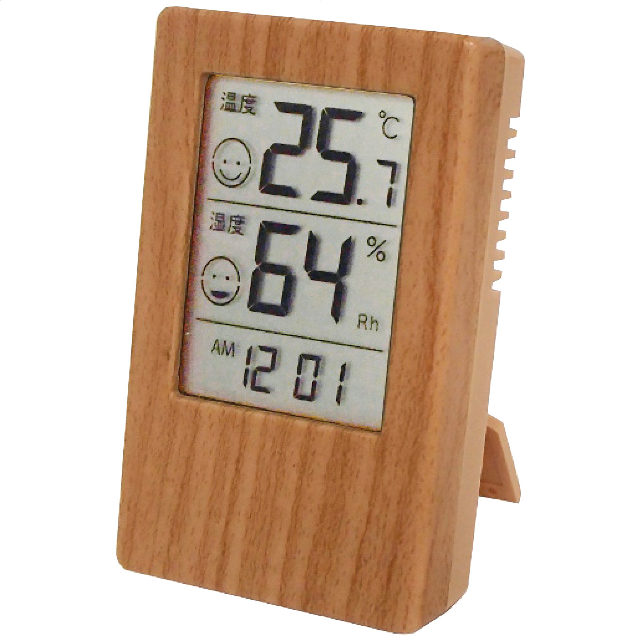 木目調時計付デジタル温湿度計