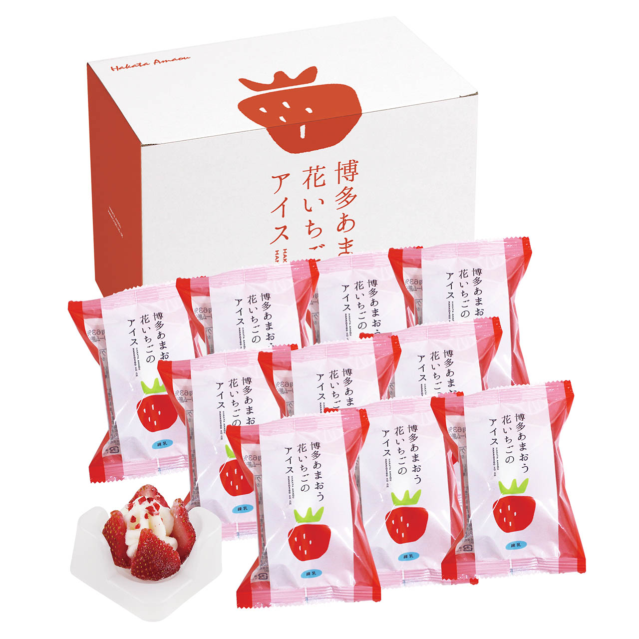 敬老祝 博多あまおう　花いちごのアイス