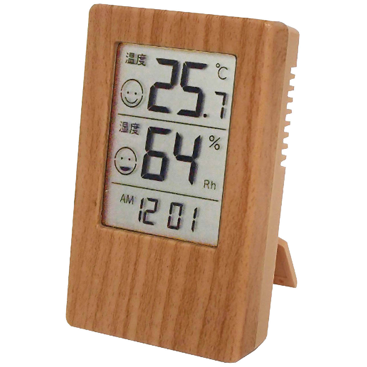 木目調時計付デジタル温湿度計