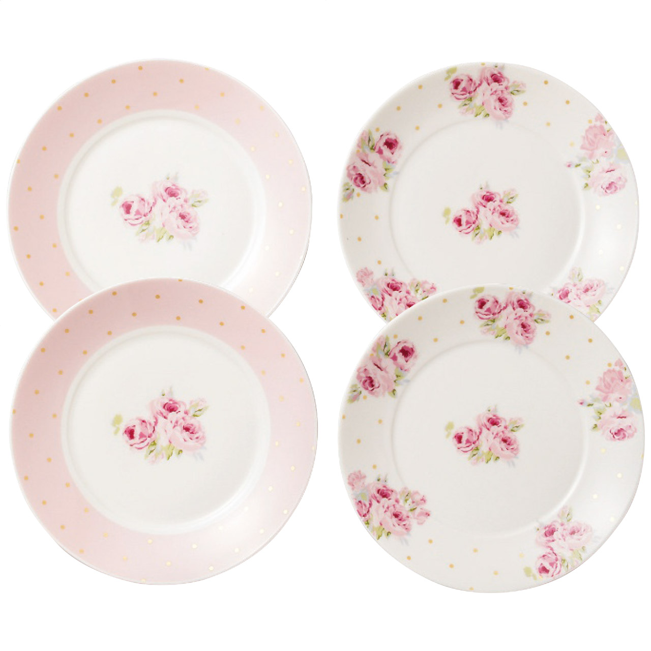 ポルカドット クチュール ローズ プレートセット
