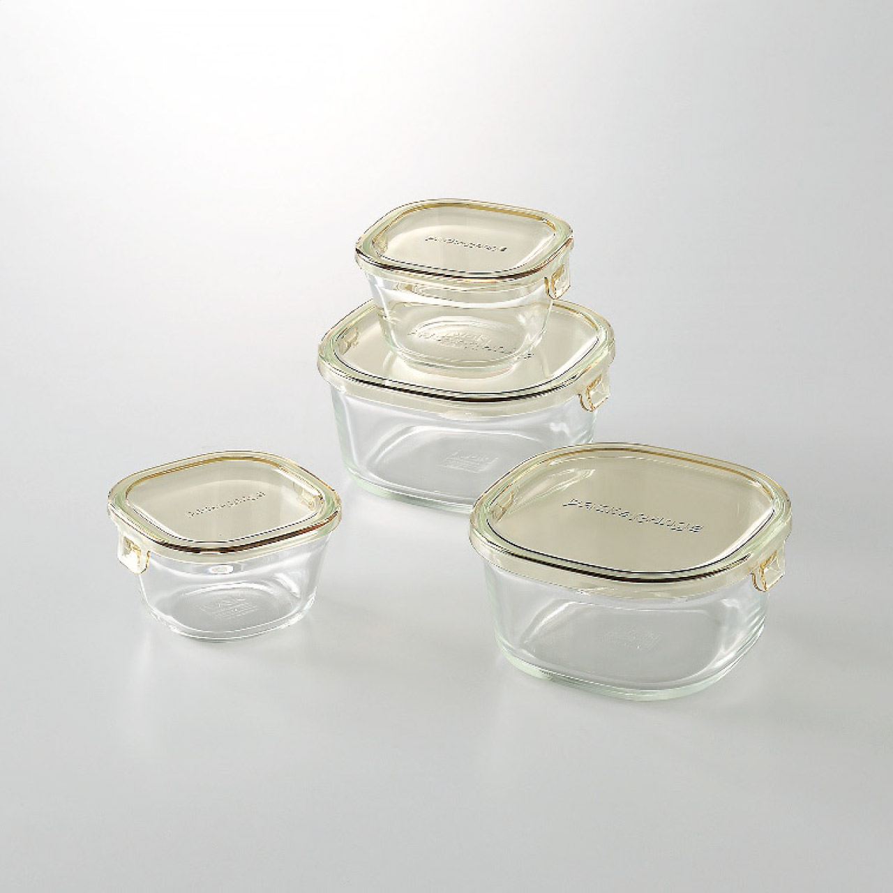 パック＆レンジ角型4点セット(耐熱ガラス)