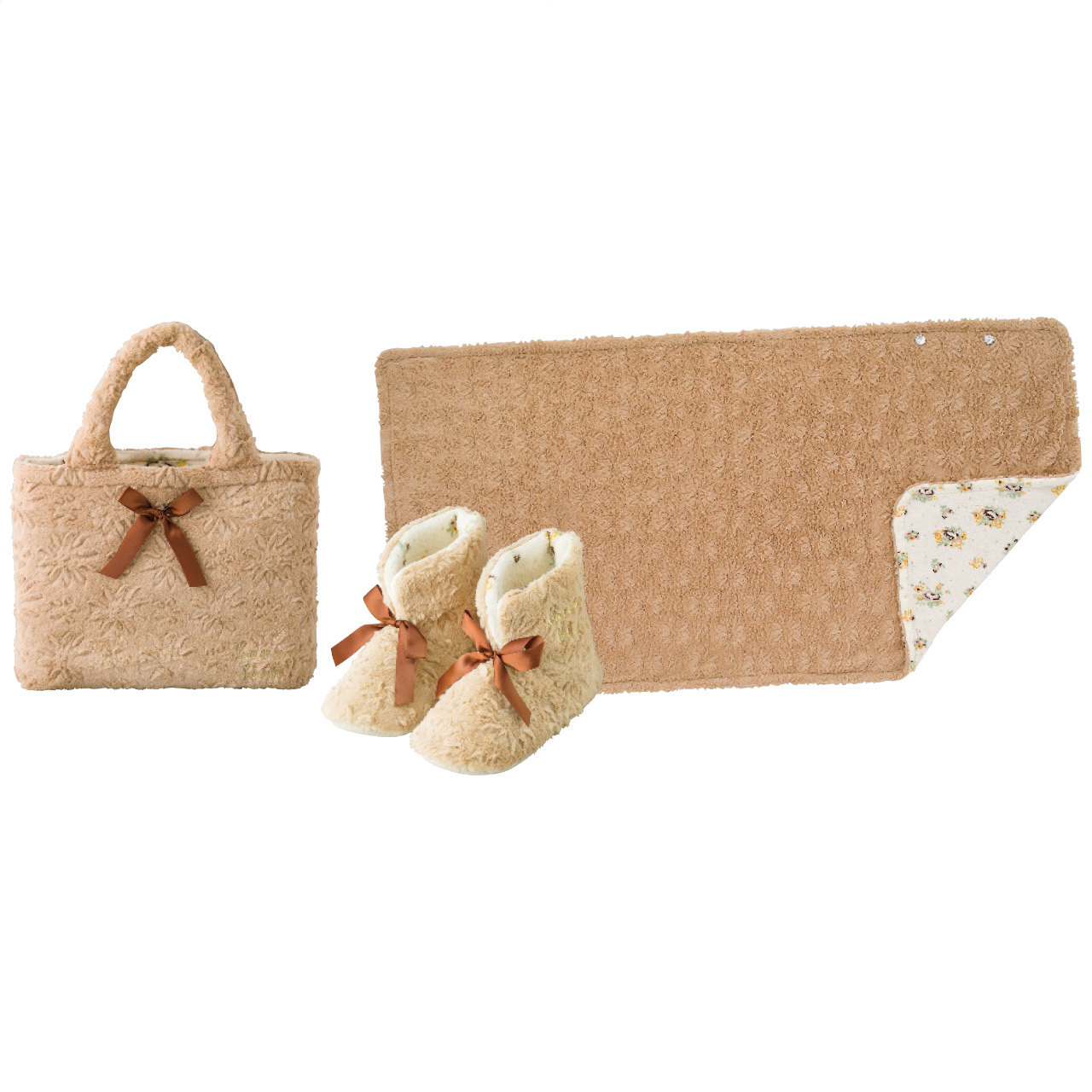 マイクロファイバー ルームシューズ・バッグ・4ウェイケットセット