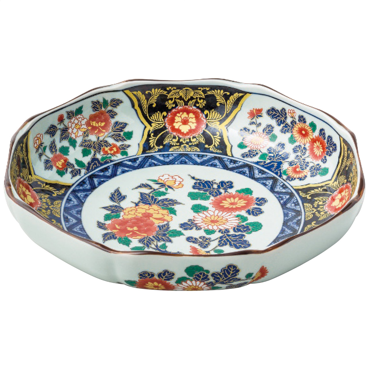 染錦金彩紋 八寸盛皿