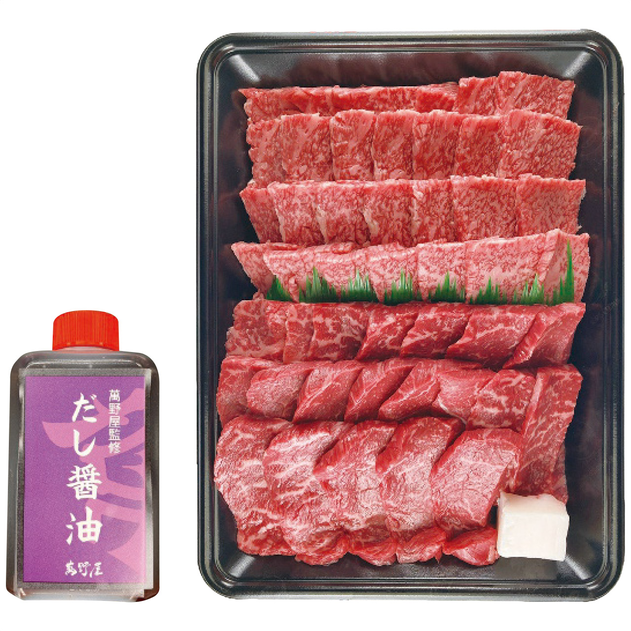 萬野和牛焼肉用モモバラ(約800g)＆だし醤油セット