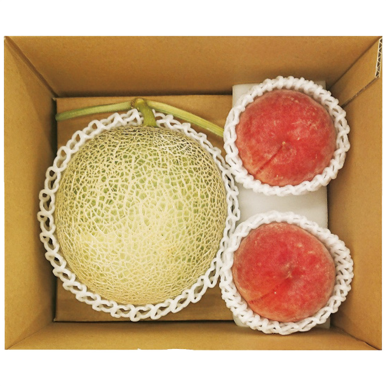 北海道産 赤肉メロン＆山梨県又は和歌山県又は長野県産 桃2玉
