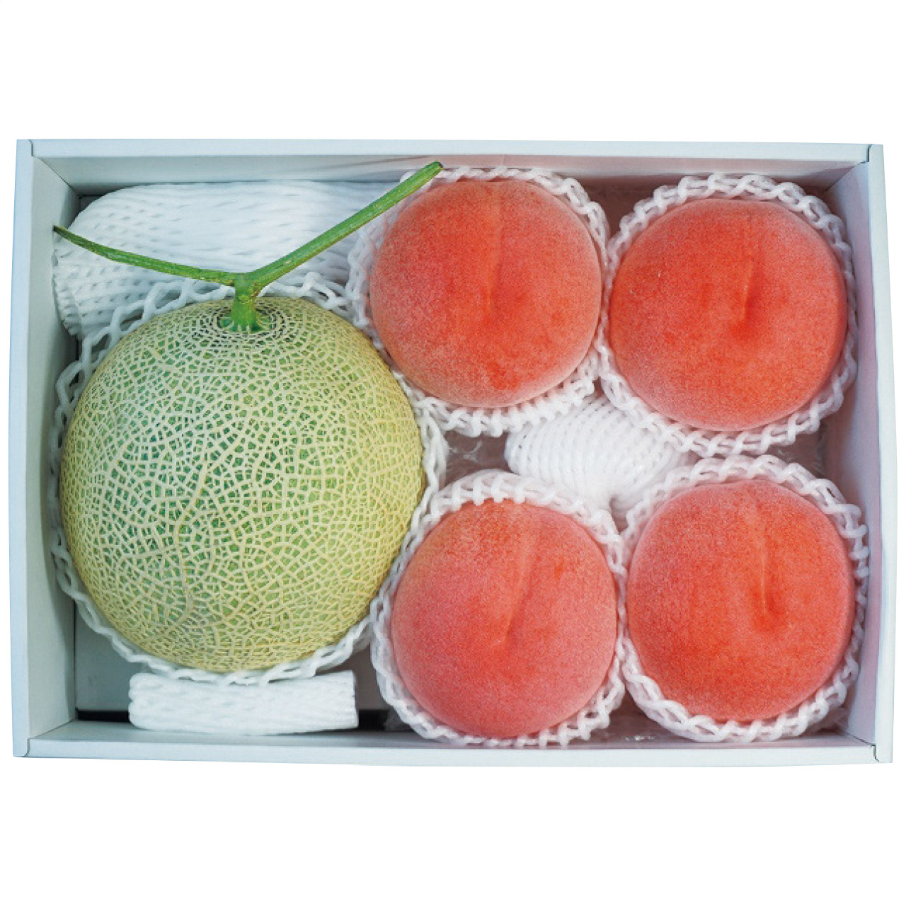 北海道産 赤肉メロン・山梨県産 桃4玉