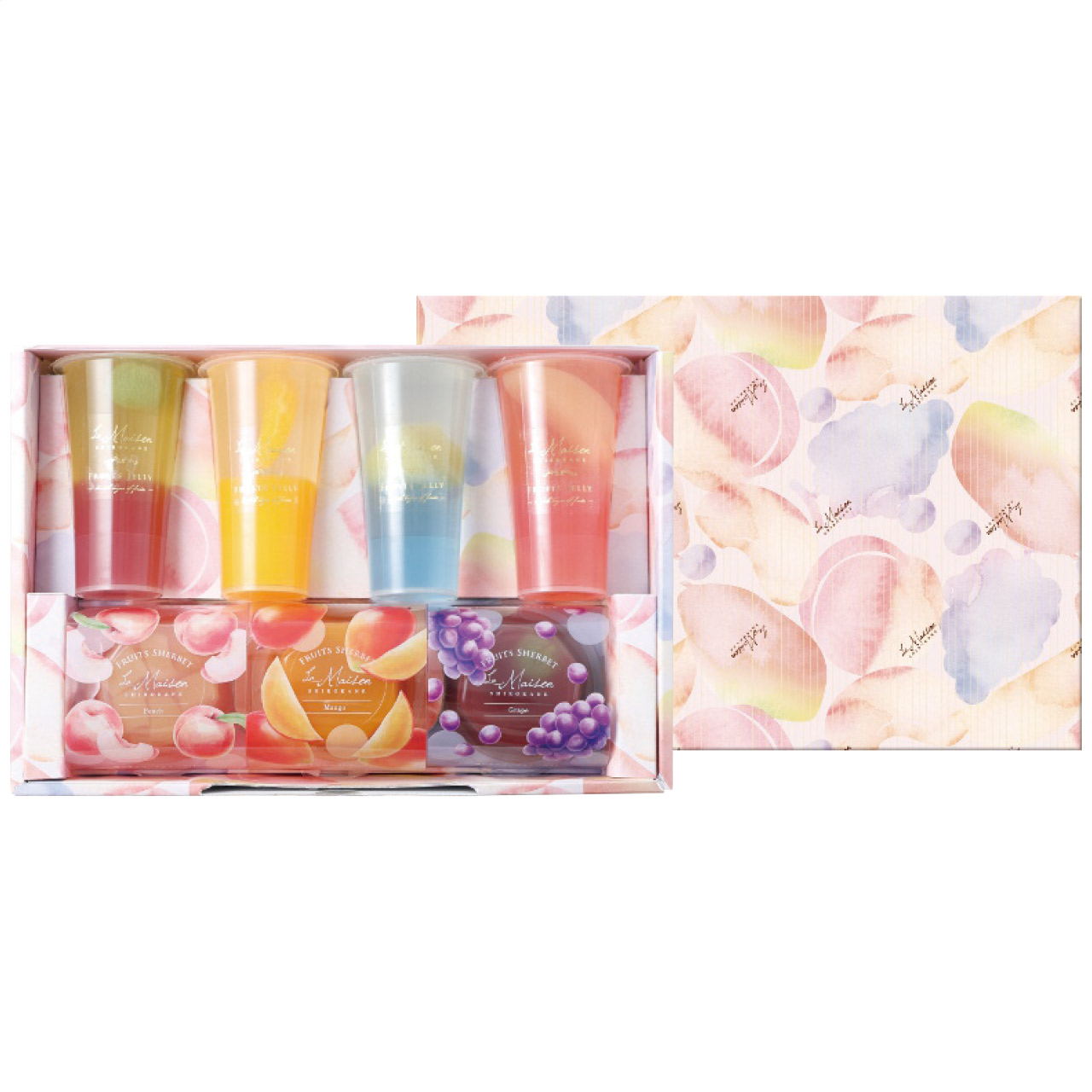 2層のフルーツゼリー＆凍らすシャーベット