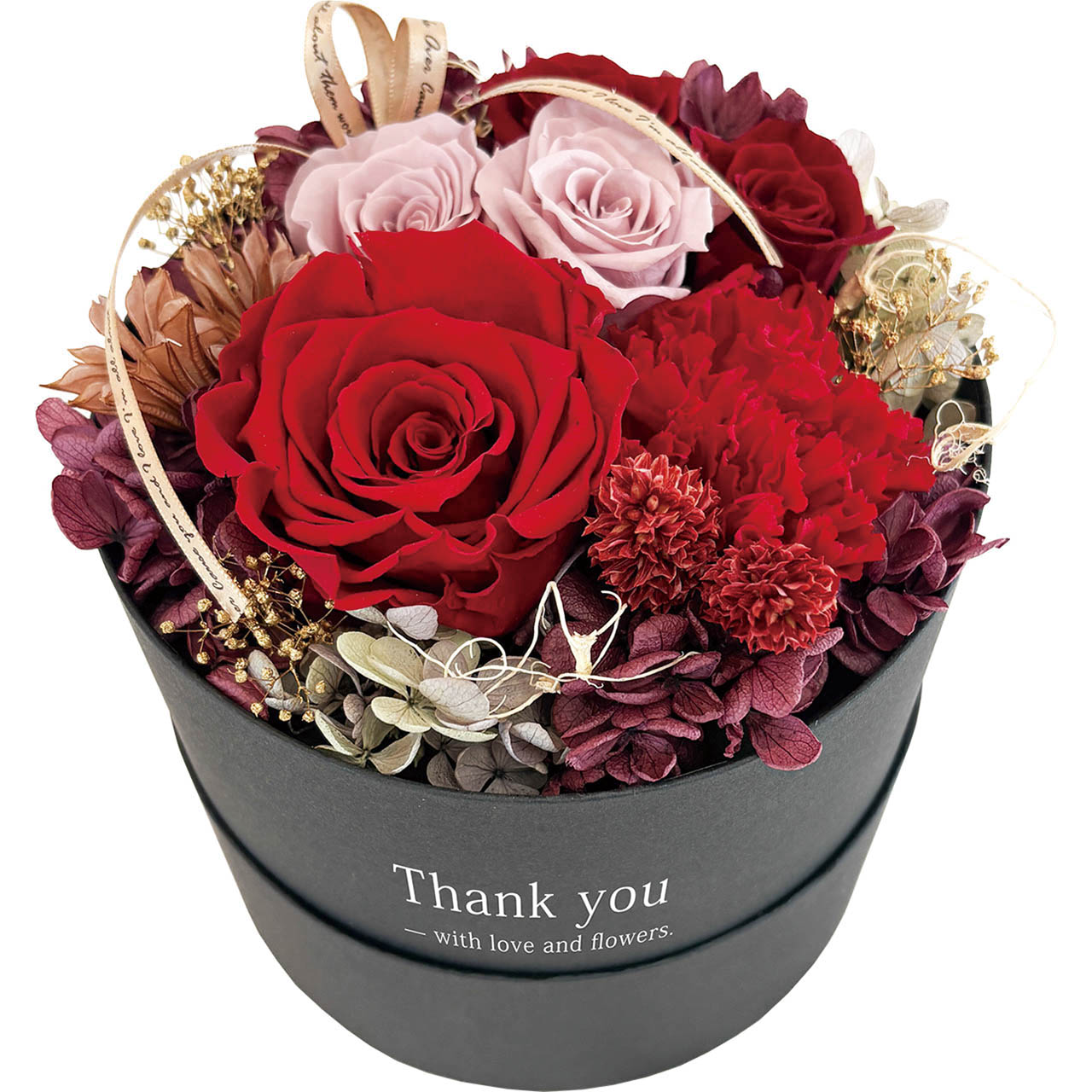 母の日 プリザーブドフラワー サークルボックス レッド