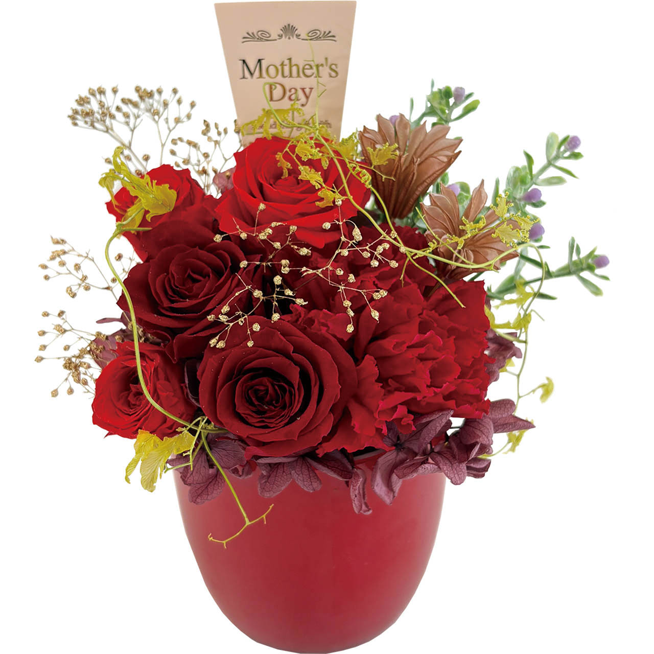 母の日 プリザーブドフラワーフルールソワレ レッド