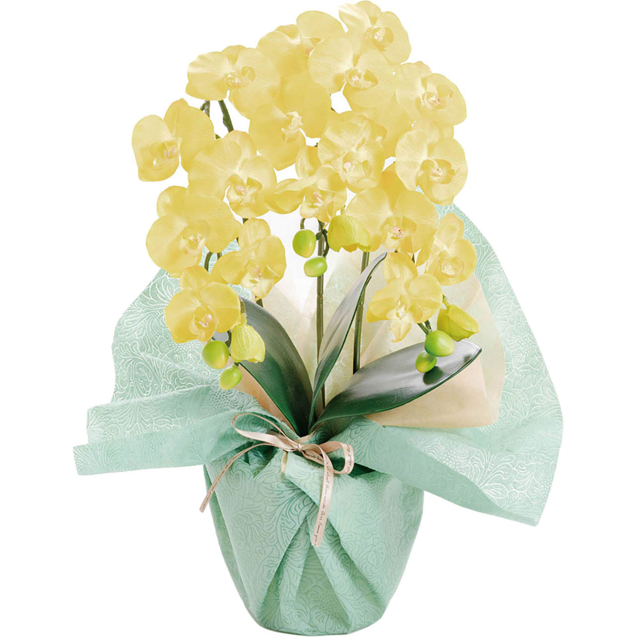 母の日 アーティフィシャルフラワー ミニ胡蝶蘭3本立ち　イエロー