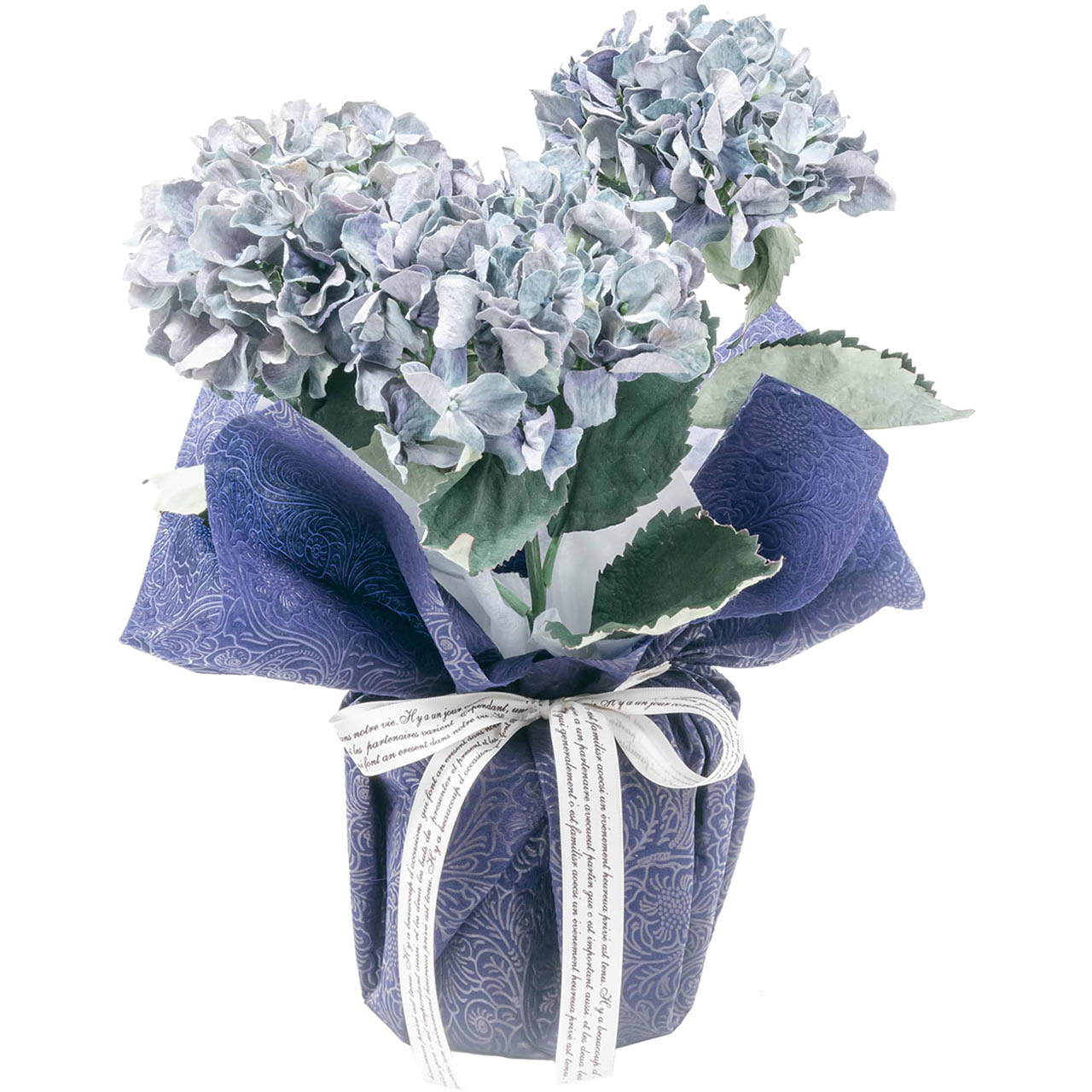 母の日 アーティフィシャルフラワー紫陽花3本立ち　ブルー