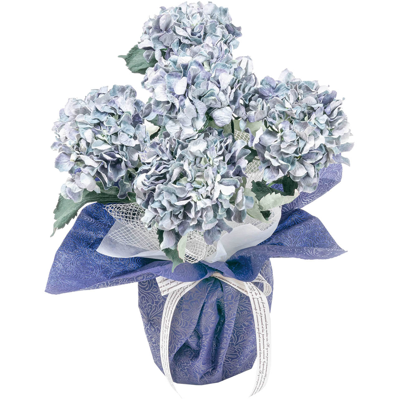 母の日 アーティフィシャルフラワー紫陽花5本立ち　ブルー