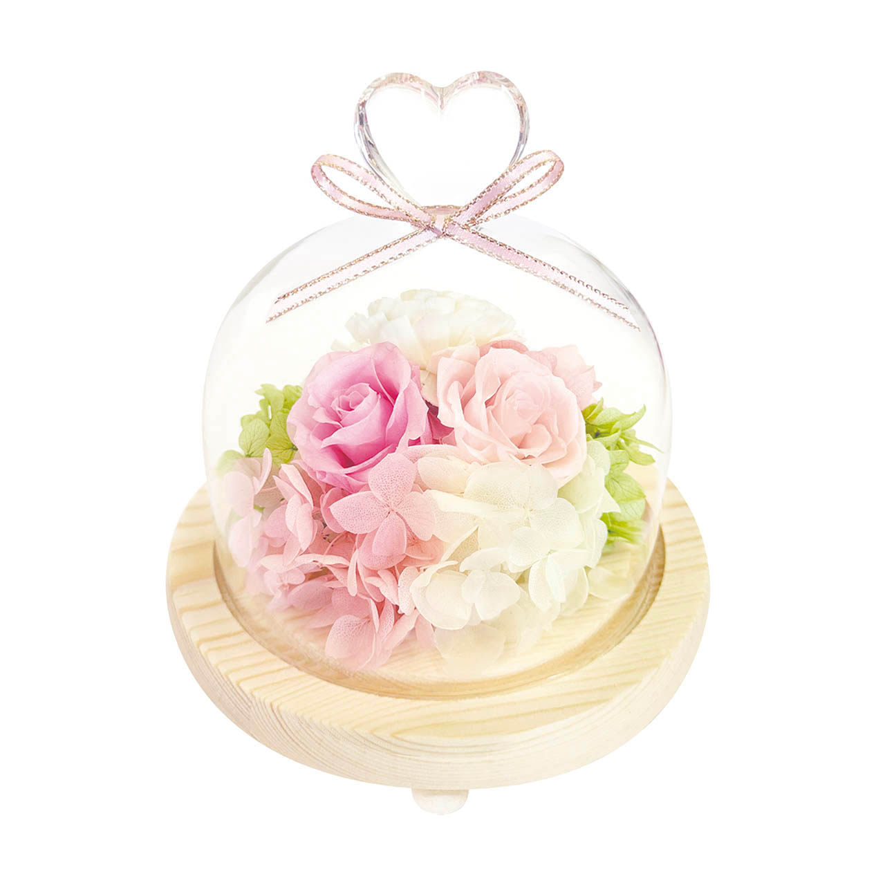 母の日 ハートガラスドーム　ピンク