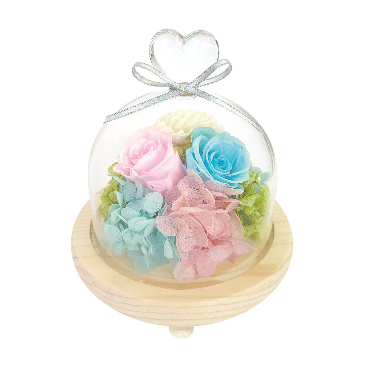 母の日 ハートガラスドーム　ブルーピンク