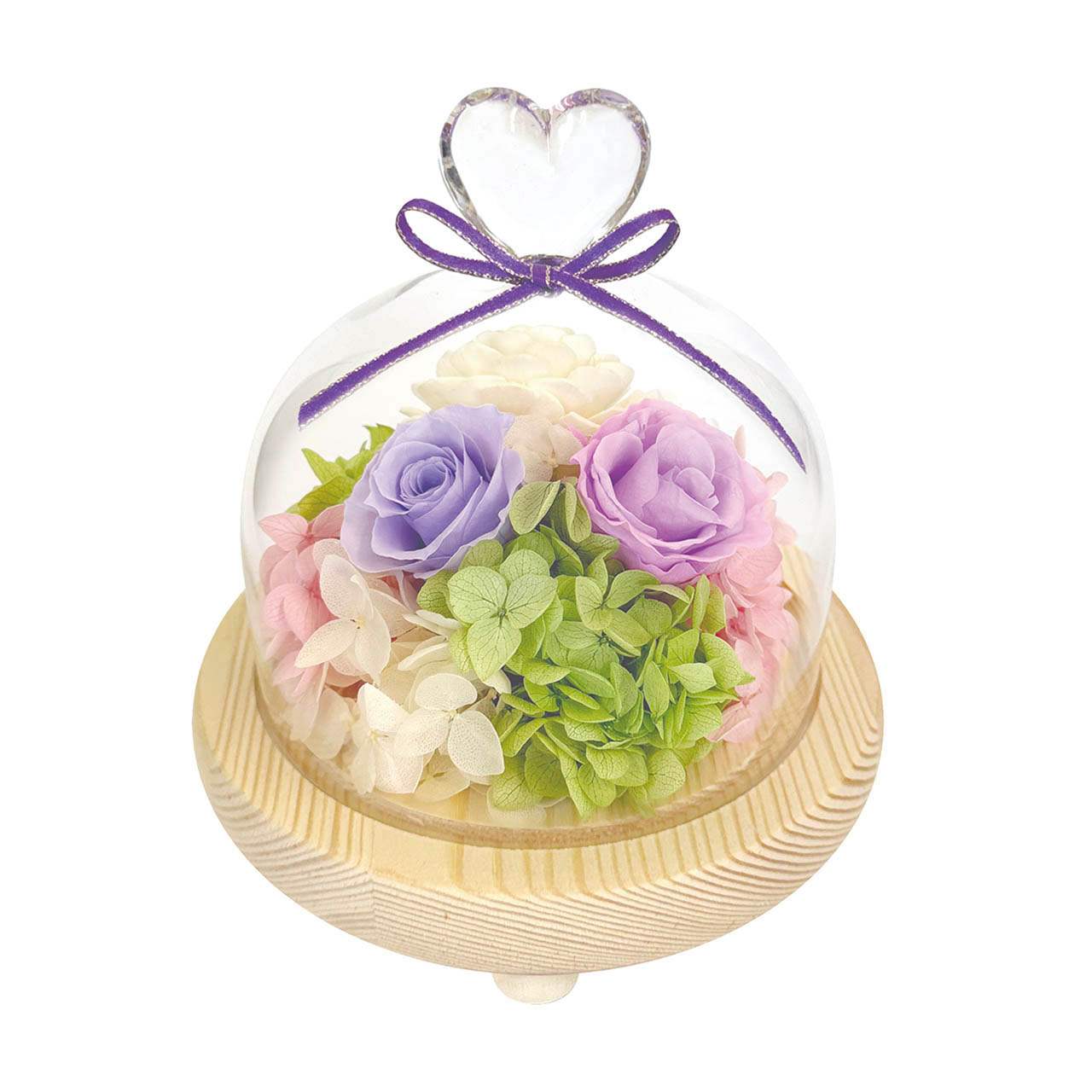 母の日 ハートガラスドーム　パープル