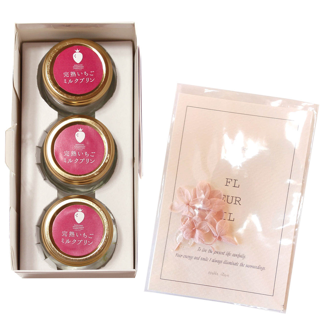 母の日 完熟いちごミルクプリン＆グリーティングカード