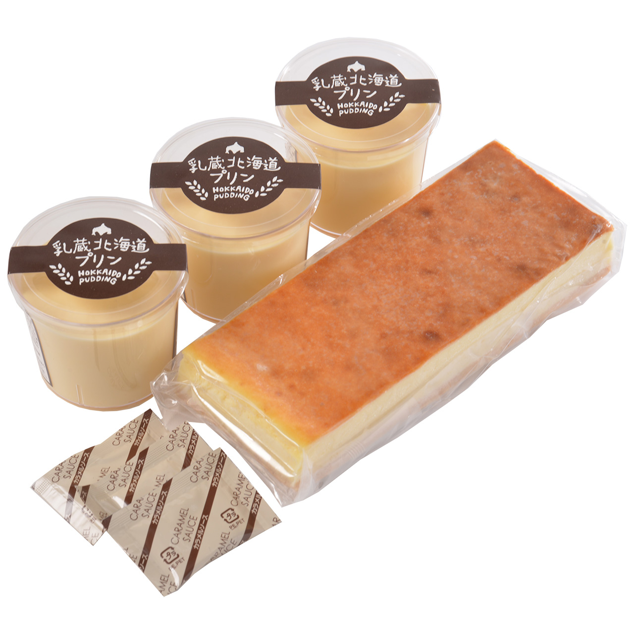 北海道プリンとチーズケーキセット