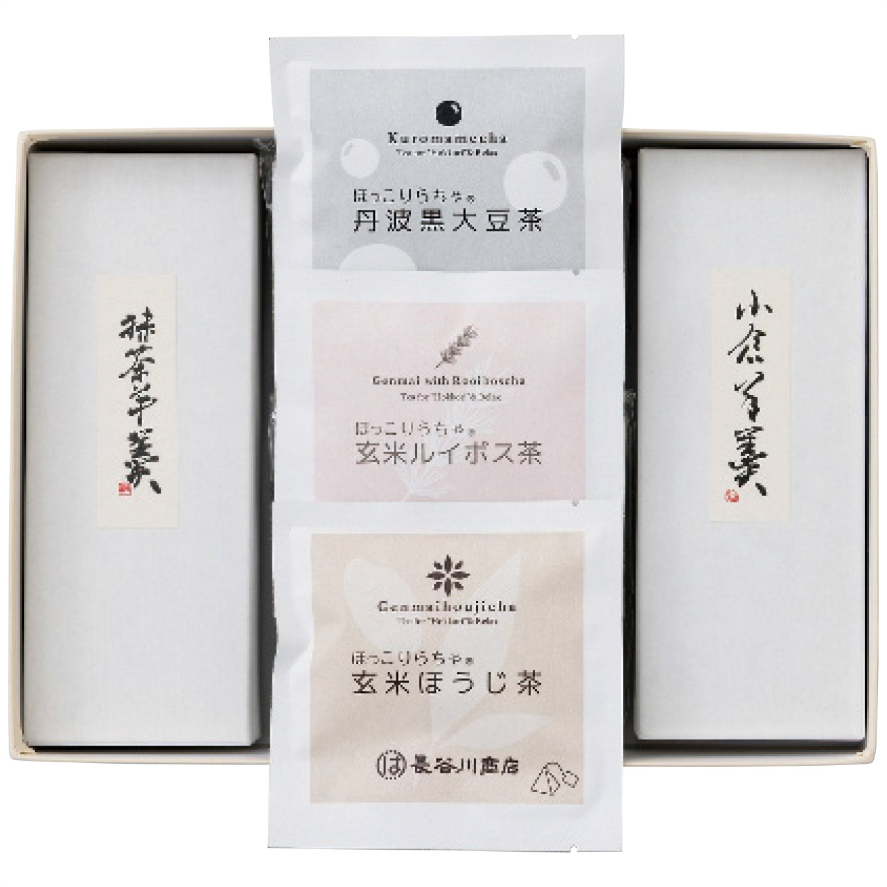 絹ごし羊羹(抹茶・小倉)2本・お茶3種セット