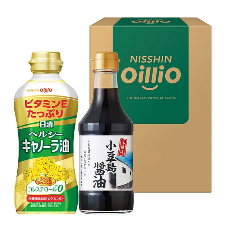 定価1,000円　日清ヘルシーオイル＆小豆島醤油ギフト　※賞味期限：2025年12月