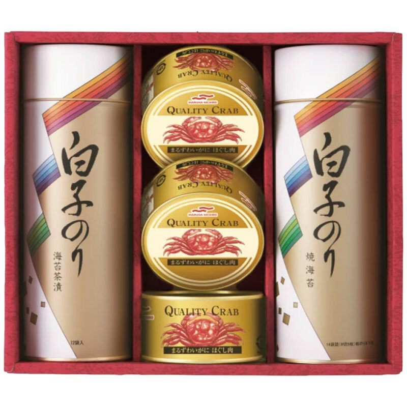 定価5,000円　白子 のり・かに缶詰合せ(包装済)　※賞味期限2026年2月